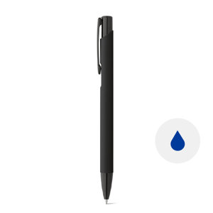 Penna a sfera in alluminio con rivestimento in gomma colorata e meccanismo a scatto e refill blu