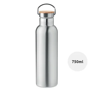 Borraccia termica in acciaio inox doppio strato isolante con tappo in bambù 750ml