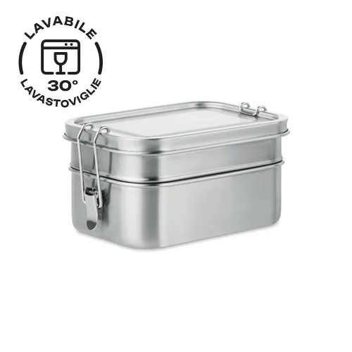 Porta pranzo in acciaio inox a 2 comparti capacità totale di 1200ml