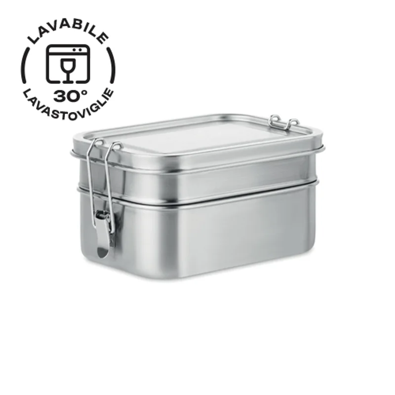 Porta pranzo in acciaio inox a 2 comparti capacità totale di 1200ml