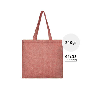 Shopper in cotone riciclato con fondo ampio disponibile in diversi colori e manici lunghi da 210gr 38x41x8cm