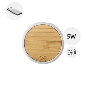 Caricabatterie wireless 5W in bambù e plastica di paglia di grano