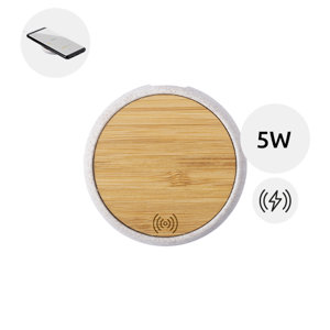 Caricabatterie wireless 5W in bambù e plastica di paglia di grano
