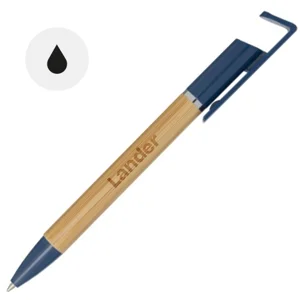 Penna in bambù e plastica riciclata supporto per telefono refill nero