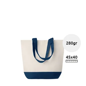 Borsa mare in canvas con fondo e manici colorati da 280gr 40X15X45cm