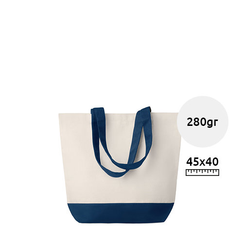 Borsa mare in canvas con fondo e manici colorati da 280gr 40X15X45cm