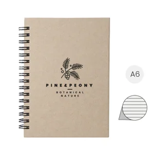 Block Notes A6 in carta riciclata con 80 fogli a righe e rilegatura a spirale