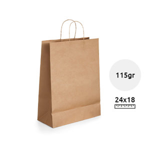 Shopper in carta kraft in colore avana formato piccolo da 115 gr 18x24x8cm