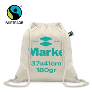 Sacca in cotone Equo Solidale Fairtrade 180gr con chiusura a coulisse 37x41cm
