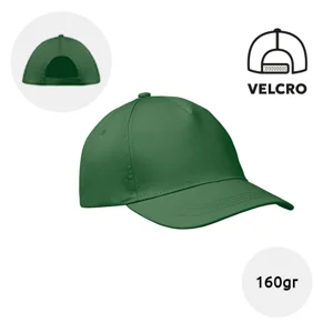 Cappellino con visiera in cotone 160gr a 5 pannelli con chiusura a velcro