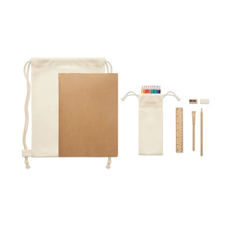 Set da disegno per bambini con sacca e matite colorate e block notes in formato A4