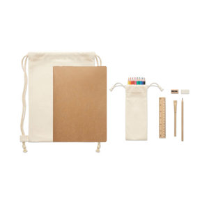 Set da disegno per bambini con sacca e matite colorate e block notes in formato A4