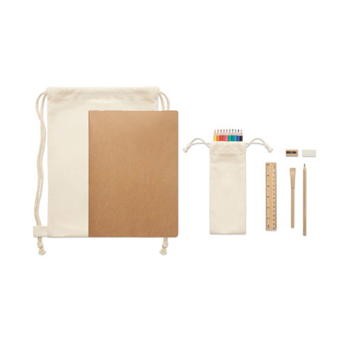 Set da disegno per bambini con sacca e matite colorate e block notes in formato A4