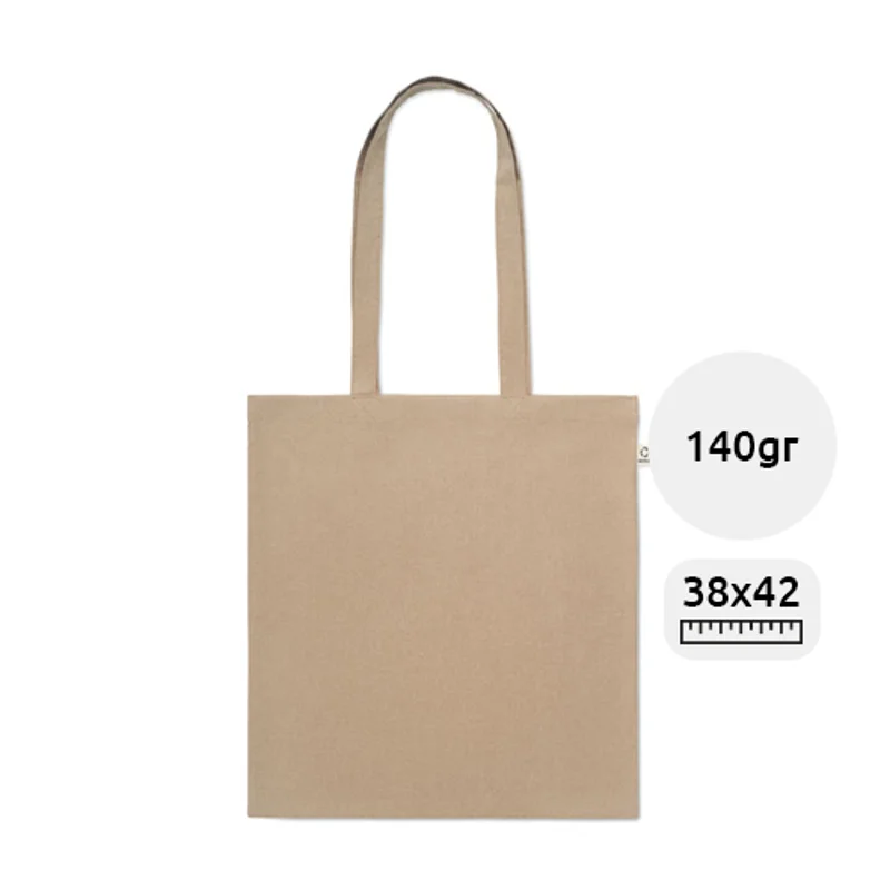 Shopper in cotone riciclato manici lunghi 140gr 38X42cm