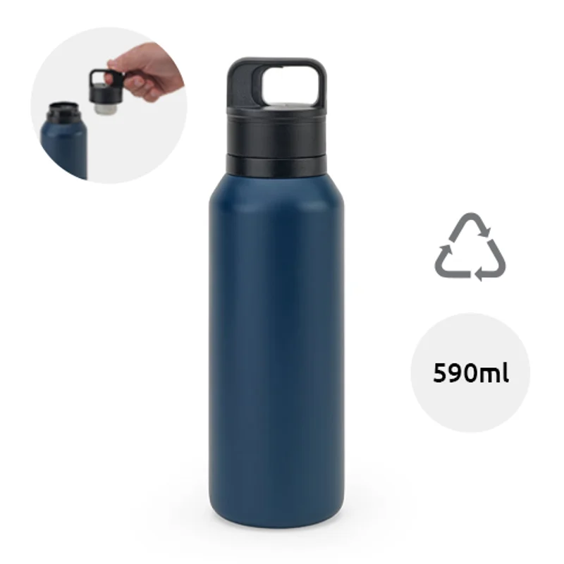 Borraccia termica in acciaio inossidabile riciclato con apertura e chiusura a pulsante da 590ml