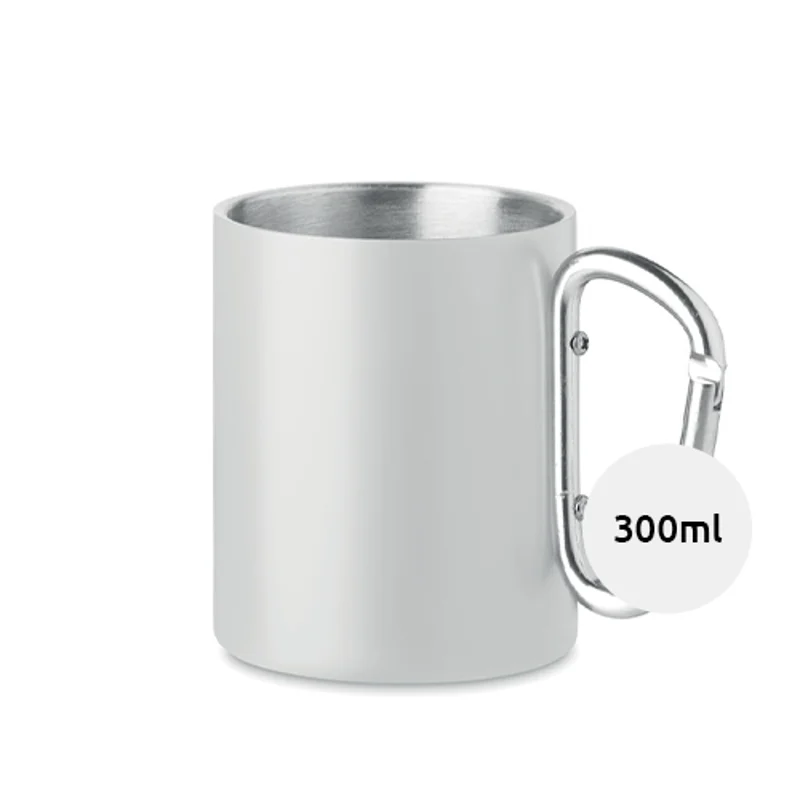 Tazza in metallo con moschettone possibilità di stampa sublimazione 300ml