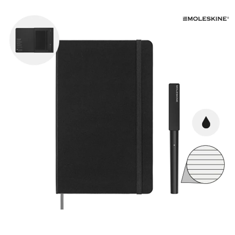 Set per scrittura Moleskine Smart 2.0 con block notes a righe e penna smart con caricabatterie magnetico