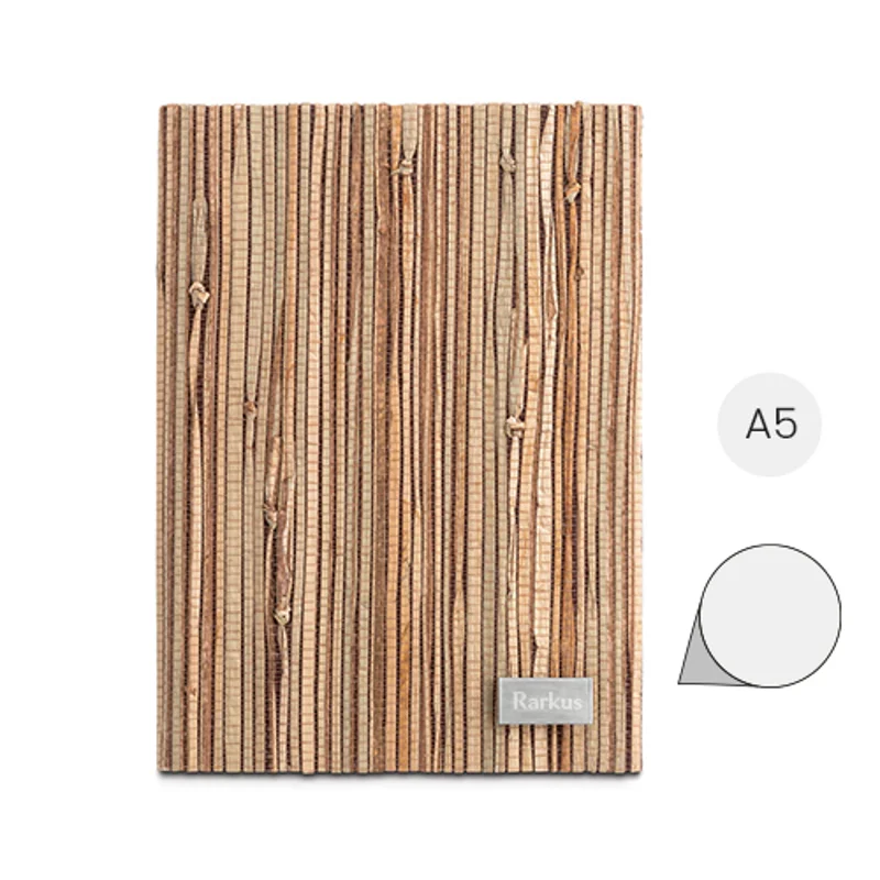 Block note A5 con copertina rigida in paglia naturale 192 pagine avorio