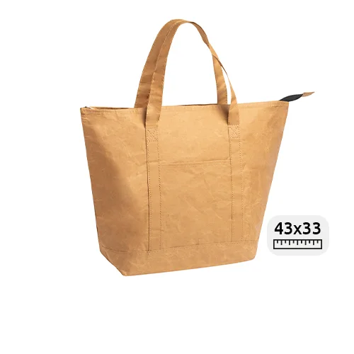 Borsa termica in carta riciclata con zip e imbottitura in alluminio 43×33×14cm