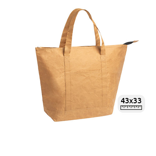 Borsa termica in carta riciclata con zip e imbottitura in alluminio 43×33×14cm