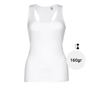 Canotta da donna bianca incrociata sulla schiena 100% cotone 160gr