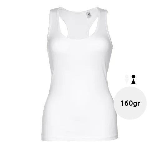 Canotta da donna bianca incrociata sulla schiena 100% cotone 160gr