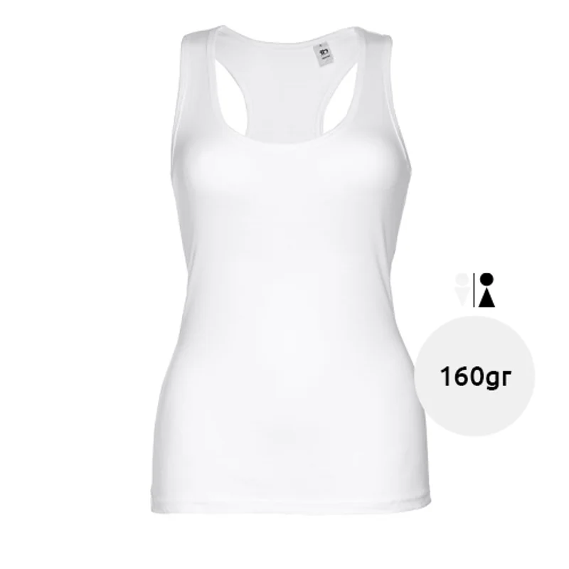 Canotta da donna bianca incrociata sulla schiena 100% cotone 160gr