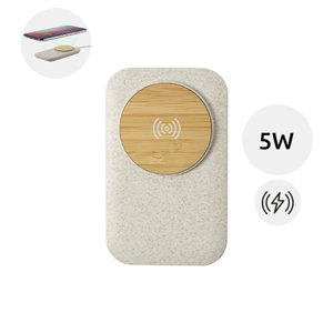 Caricatore wireless in plastica ecologica e in paglia di grano e bambù da 5W