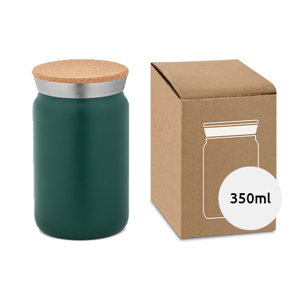 Tazza termica da viaggio con doppio corpo in acciaio inox rivestito in rame e tappo in sughero da 350ml