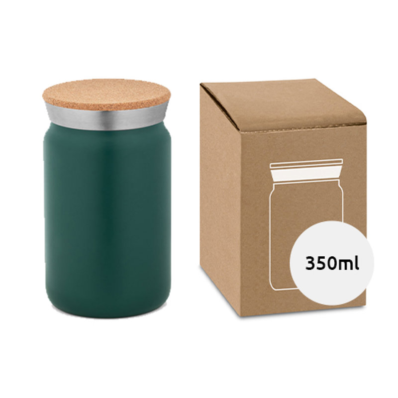 Tazza termica da viaggio con doppio corpo in acciaio inox rivestito in rame e tappo in sughero da 350ml