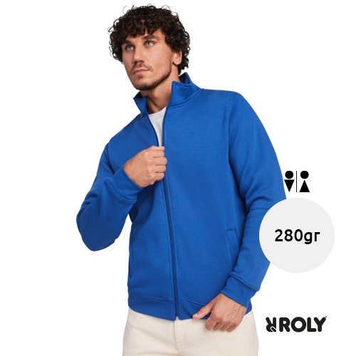 Felpa unisex a collo alto con cerniera intera in cotone e poliestere 280g