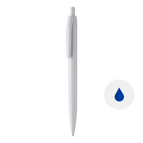 Penna a sfera in plastica con trattamento antibatterico e con meccanismo a scatto refill blu