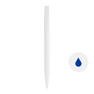 Penna a sfera in plastica trasparente in diversi colori con meccanismo a rotazione e refill blu