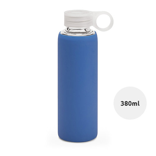 Borraccia in vetro da 380 ml con tappo a vite e copertura in silicone