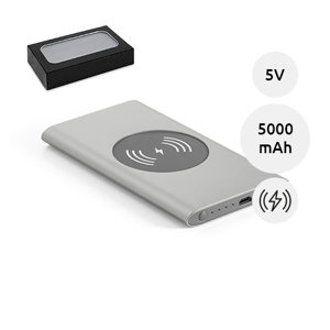 Powerbank con ricarica wireless in alluminio da 5000mAh con scatola regalo