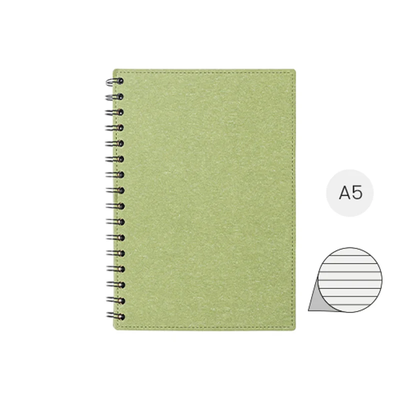 Block note A5 a spirale in cartoncino riciclato con 80 fogli a righe