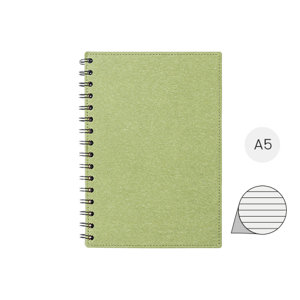 Block note A5 a spirale in cartoncino riciclato con 80 fogli a righe