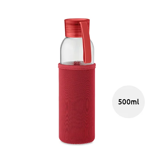 Bottiglia in vetro riciclato da 500ml con custodia in neoprene 