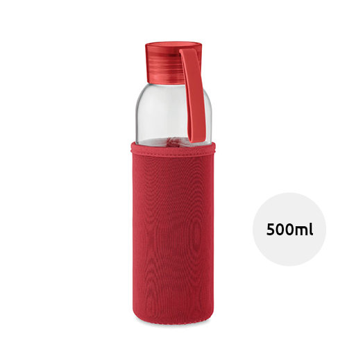 Bottiglia in vetro riciclato da 500ml con custodia in neoprene 