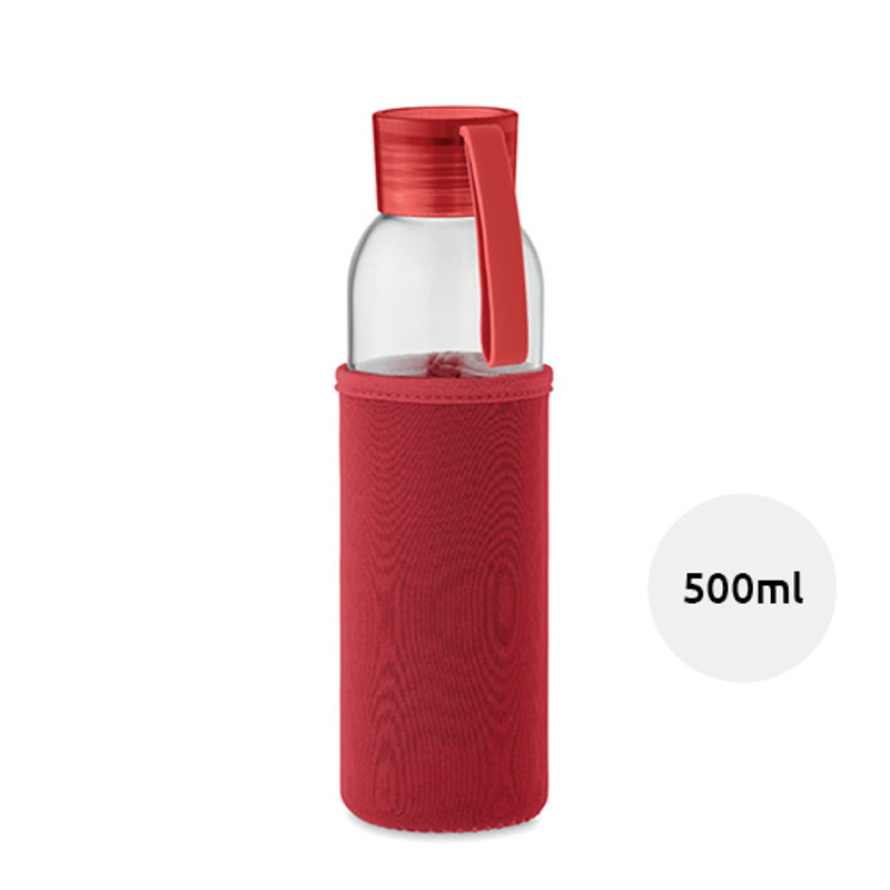 Bottiglia in vetro riciclato da 500ml con custodia in neoprene