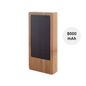 Power bank solare in bambù con porta USB-C da 8000mAh