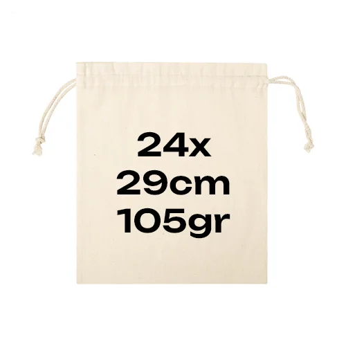 Sacca in cotone 105gr con chiusura a coulisse 24x29cm