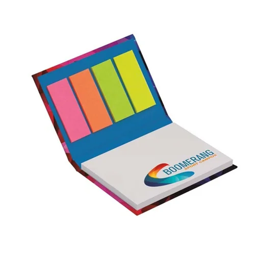 Blocco di foglietti adesivi bianchi con Copertina Rigida e 5 label colorati