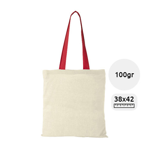 Shopper in cotone con manici lunghi colorati da 100gr 38x42cm