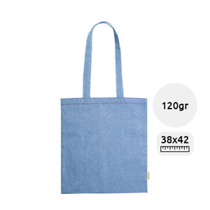 Shopper in cotone riciclato con manici lunghi in diverse colorazioni da 120gr 38x42cm