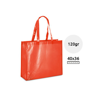 Shopper in TNT laminato a soffietto con manici lunghi da 110gr 40x36x12cm