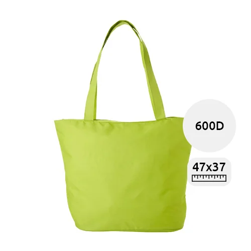 Shopper in poliestere con manici lunghi con chiusura a zip da 600D 47x17x37cm