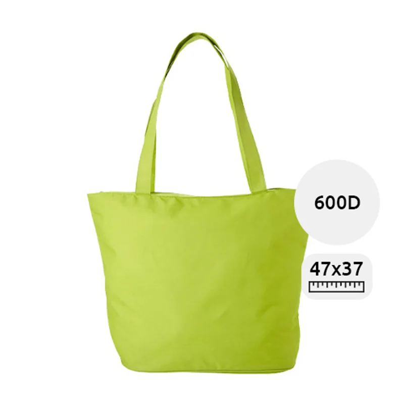 Shopper in poliestere con manici lunghi con chiusura a zip da 600D 47x17x37cm