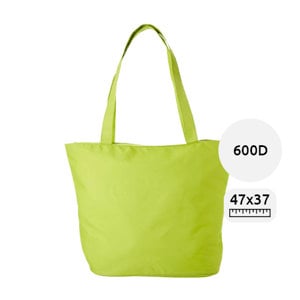 Shopper in poliestere con manici lunghi con chiusura a zip da 600D 47x17x37cm