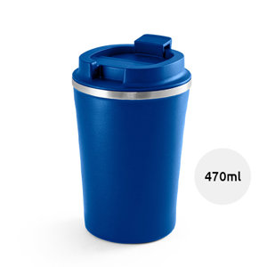 Bicchiere da viaggio termico in acciaio inox e PP con doppio corpo finitura opaca da 470ml